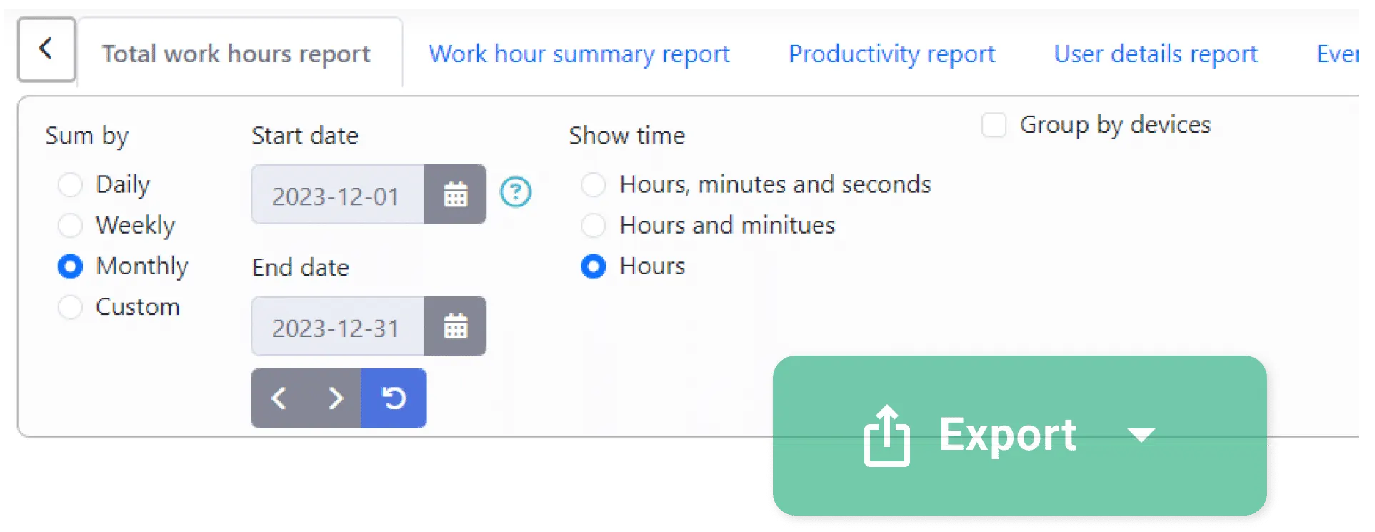 Export NCheck Total Work Hours for Tally ERP