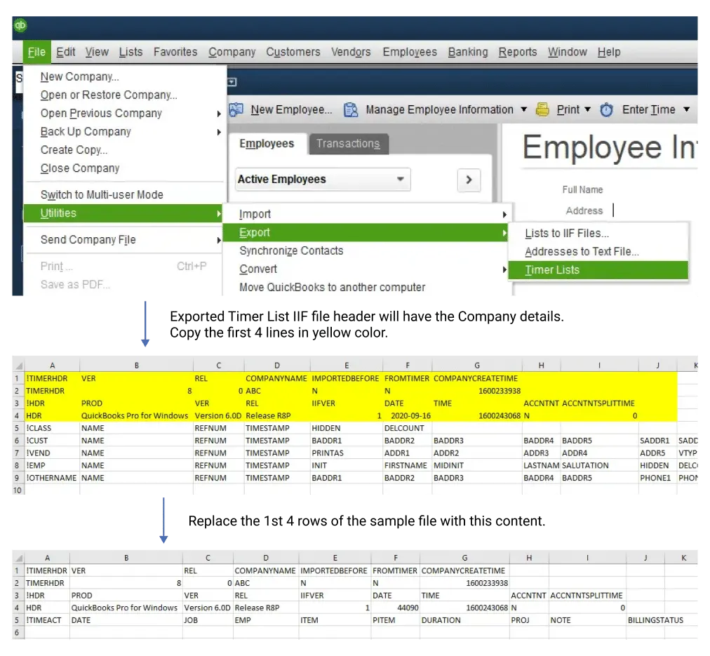 Migrate Total Work Hour report data to IIF format and import