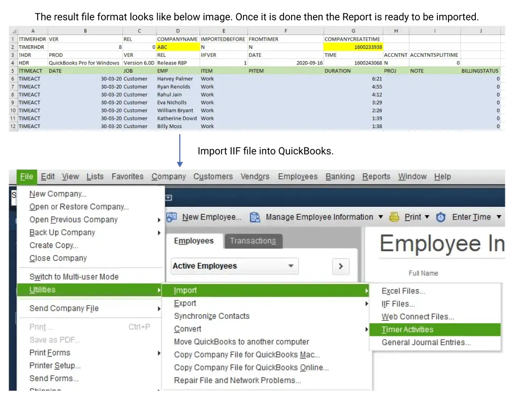 Migrate Total Work Hour report data to IIF format and import