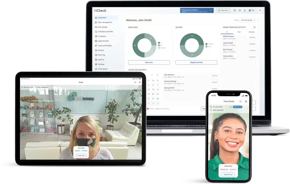 NCheck on laptop, tablet and phone